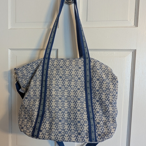 America & Beyond Hand Beaded Boho Blue Bandana Pattern Tote Bag - Picture 5 of 8